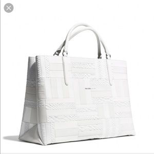 Large Eastwest Tote in White Patchwork Leather